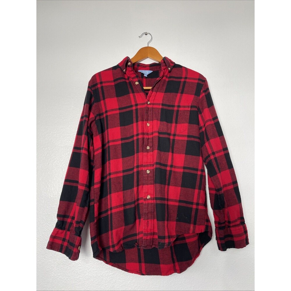 Tackle & Tides Red Black Buffalo Plaid Flannel Shirt Size Small 100% Cotton